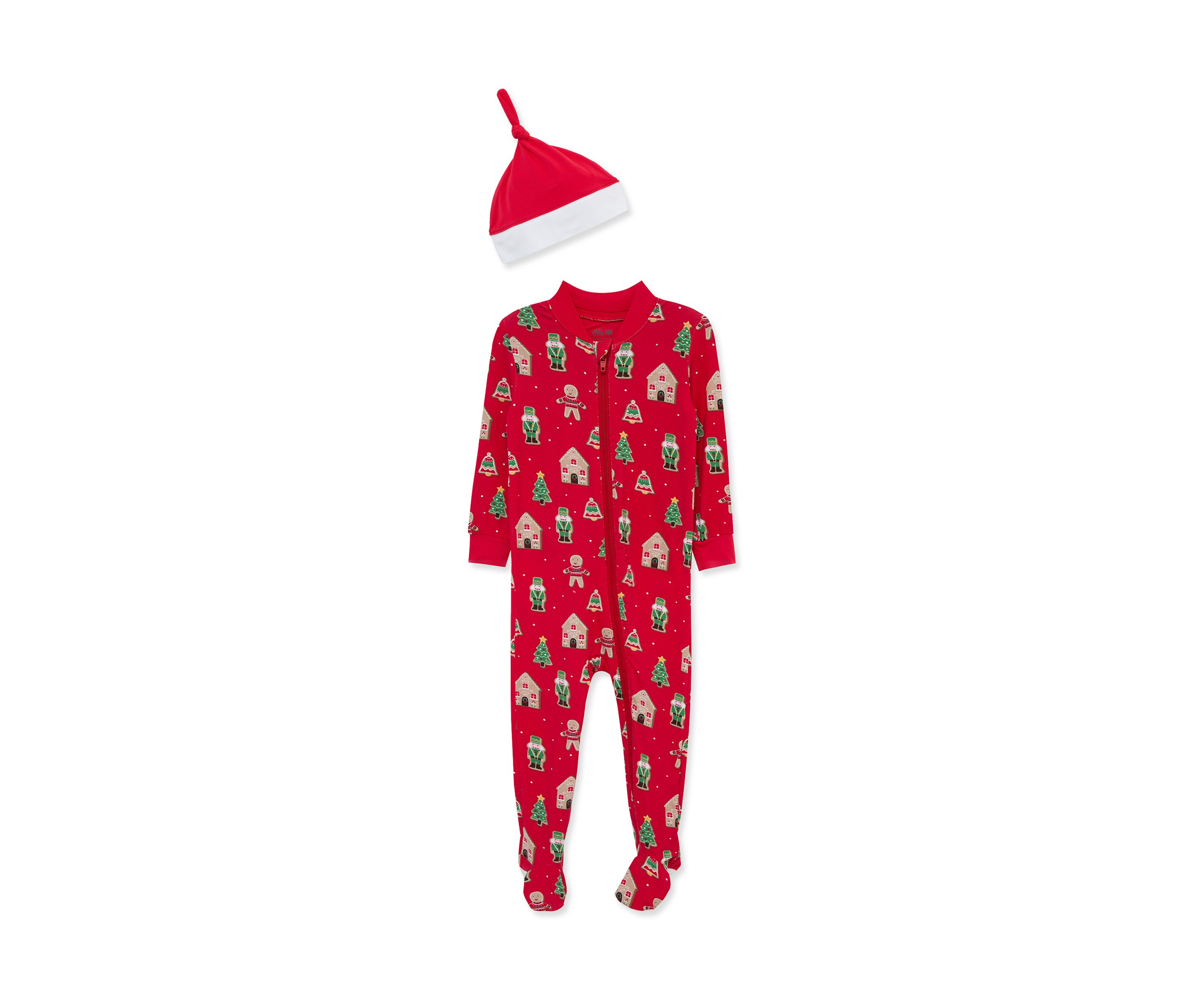 Baby Boys Gingerbread Zip Front Footie with Hat