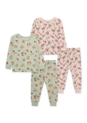 Little Me Baby Girls Fairy Floral 4-Piece Pajama Set, Pink, 12 Months