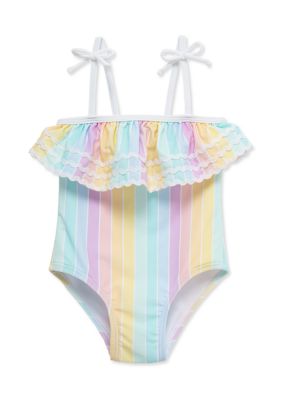 Little Me Baby Girls Multi Stripe Swimsuit, 24 Months