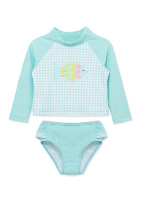 Little Me Baby Girls Fish 2 Piece Rashguard Swimsuit