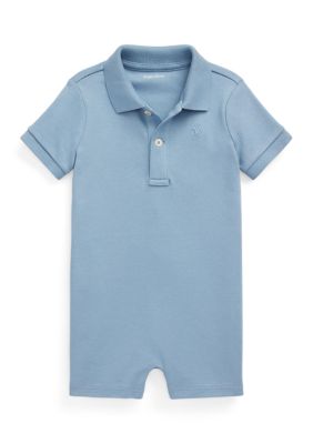 Ralph Lauren Childrenswear Baby Boys Cotton Interlock Polo Shortall, Blue, 12 Months -  0196231325101