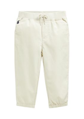 Ralph Lauren Childrenswear Baby Boys Cotton Twill Jogger Pants, Sand, 9 Months