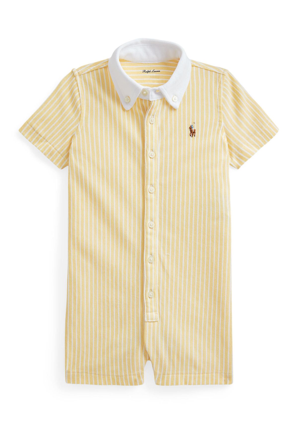 Baby Boys Striped Knit Oxford Shortall