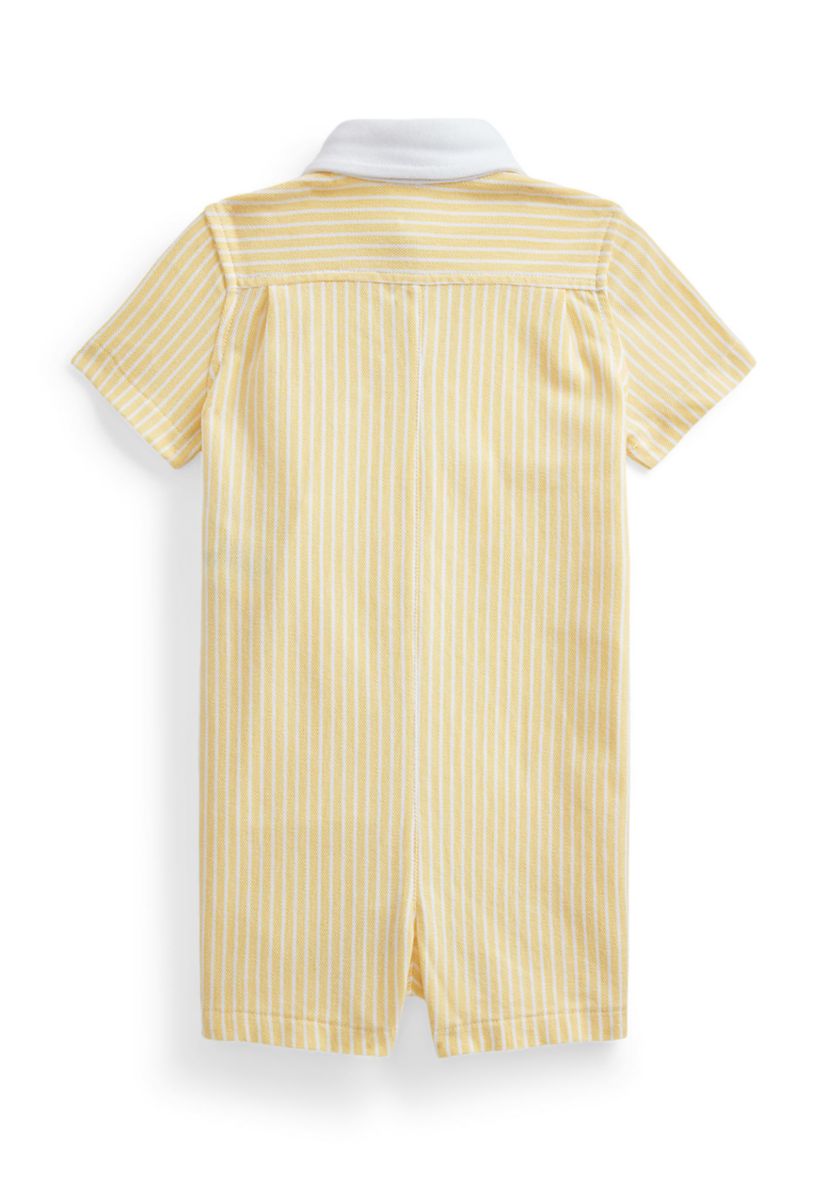 Baby Boys Striped Knit Oxford Shortall