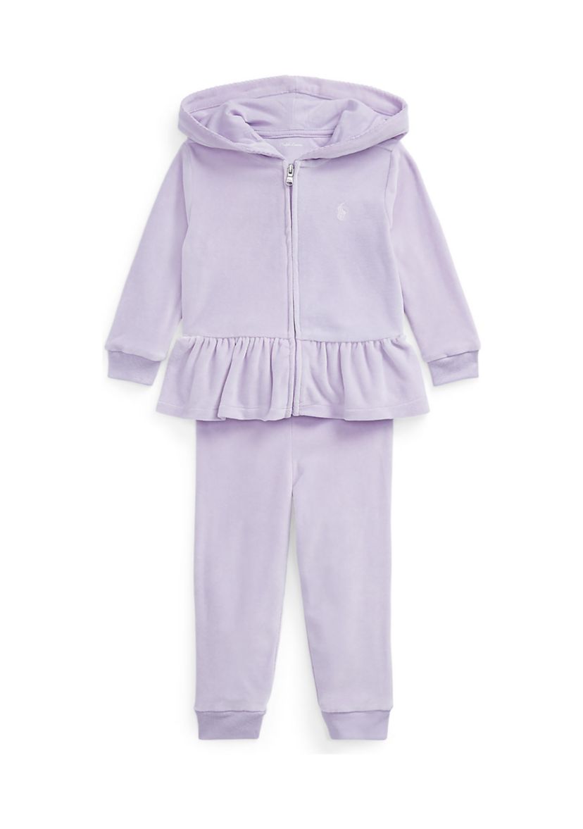Baby Girls Velour Hoodie & Jogger Pants Set