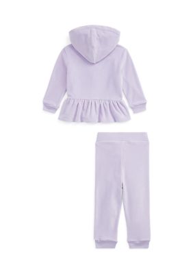 Ralph Lauren Childrenswear Baby Girls Velour Hoodie & Jogger Pants Set |  belk