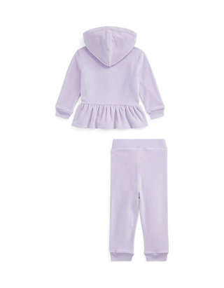 Ralph Lauren Childrenswear Baby Girls Velour Hoodie & Jogger Pants Set |  belk