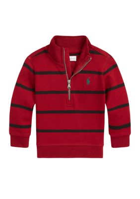 Boy Polo Shirt - Stacked Monogram on Red