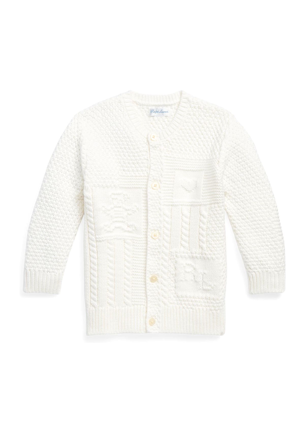 Baby Boys Contrast Knit Organic Cotton Cardigan