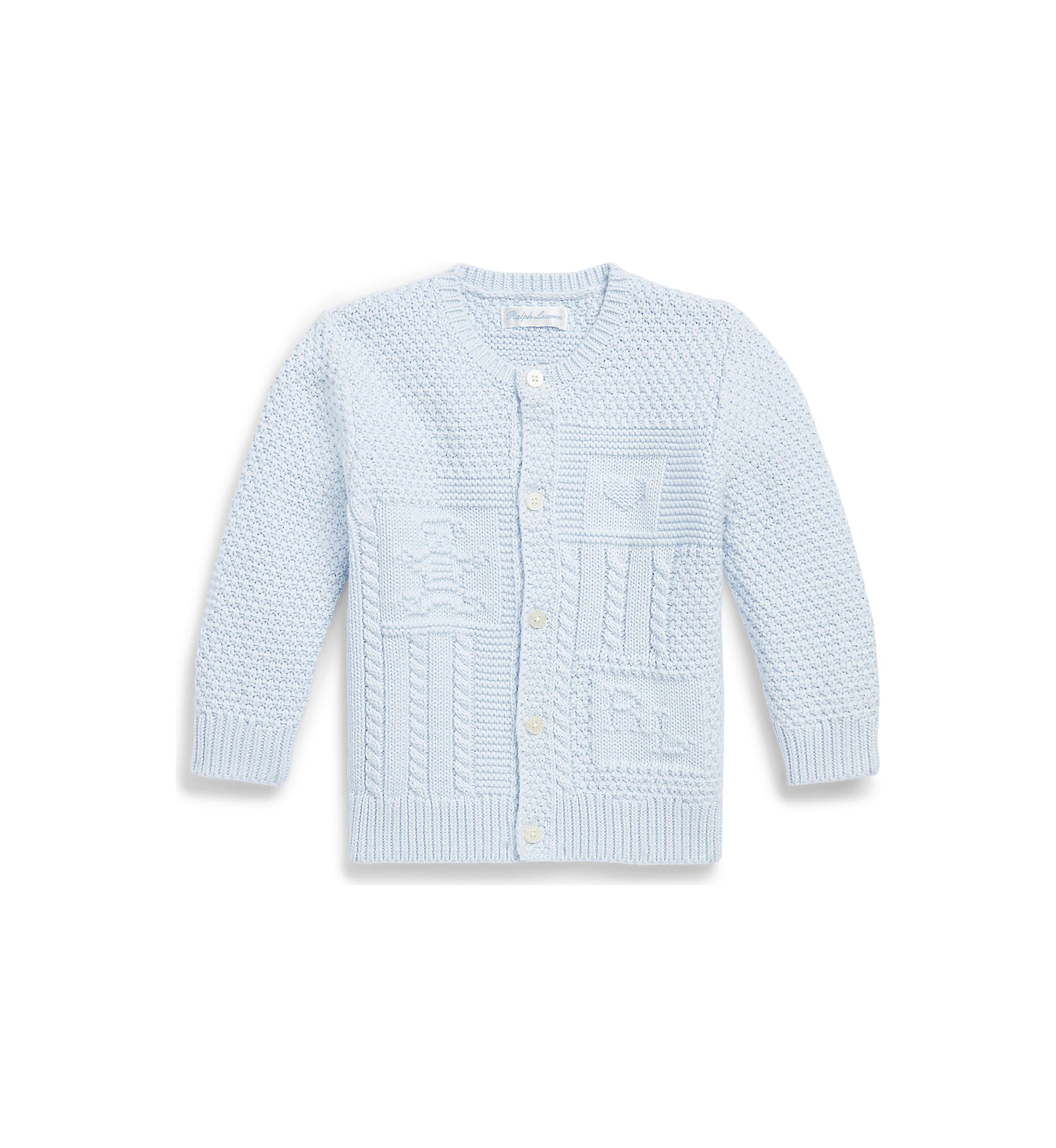 Baby Boys Contrast Knit Organic Cotton Cardigan