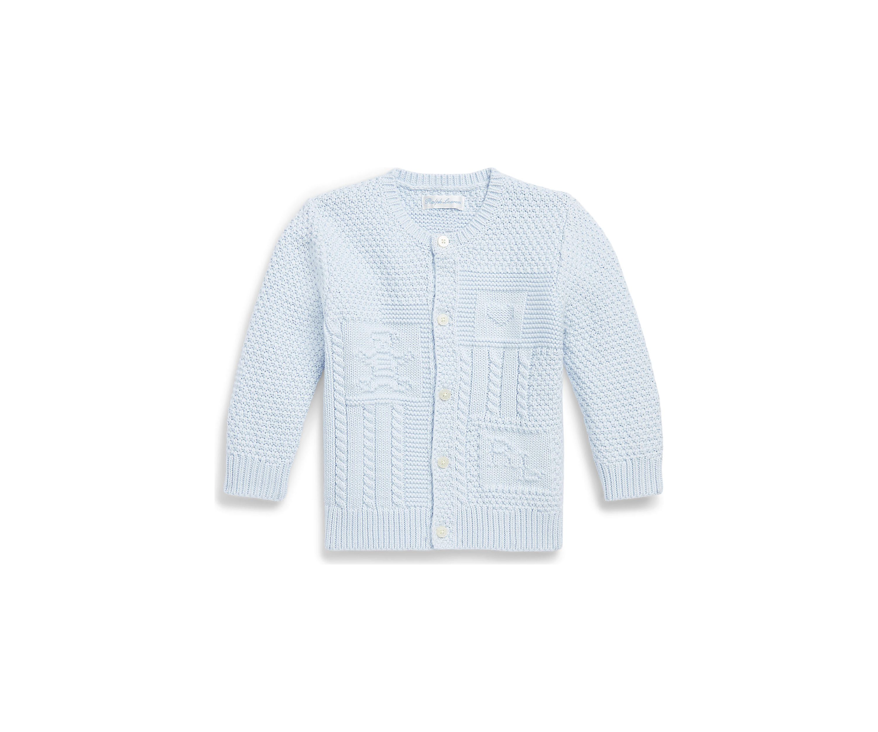 Baby Boys Contrast Knit Organic Cotton Cardigan