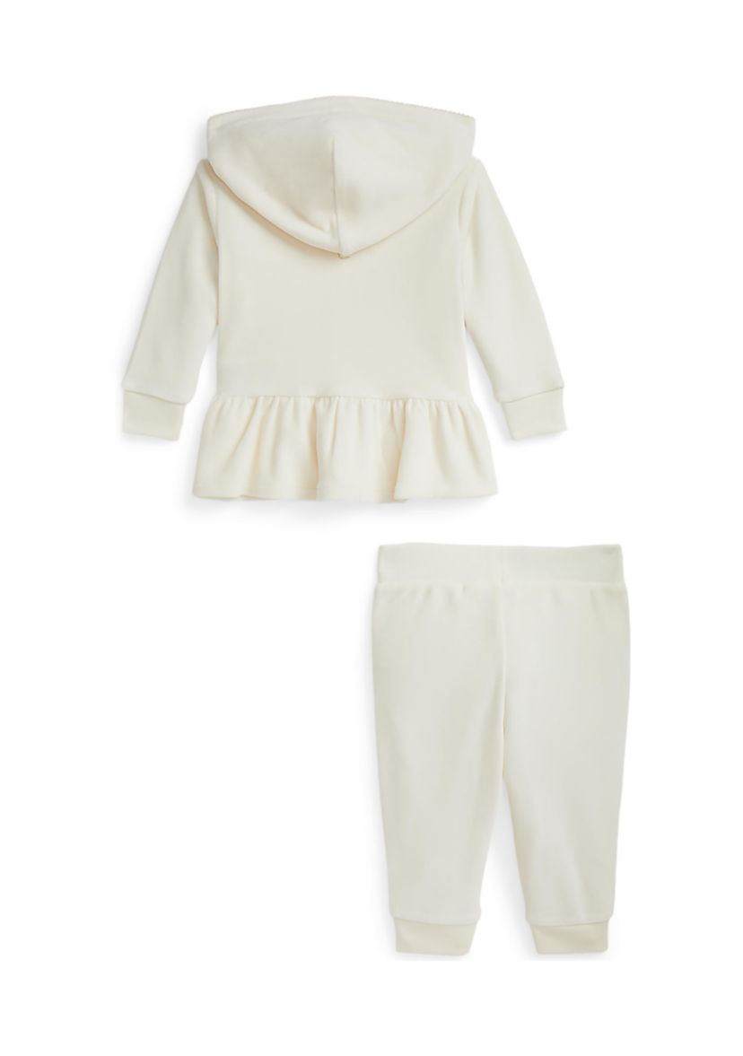 Baby Girls Velour Hoodie & Jogger Pants Set