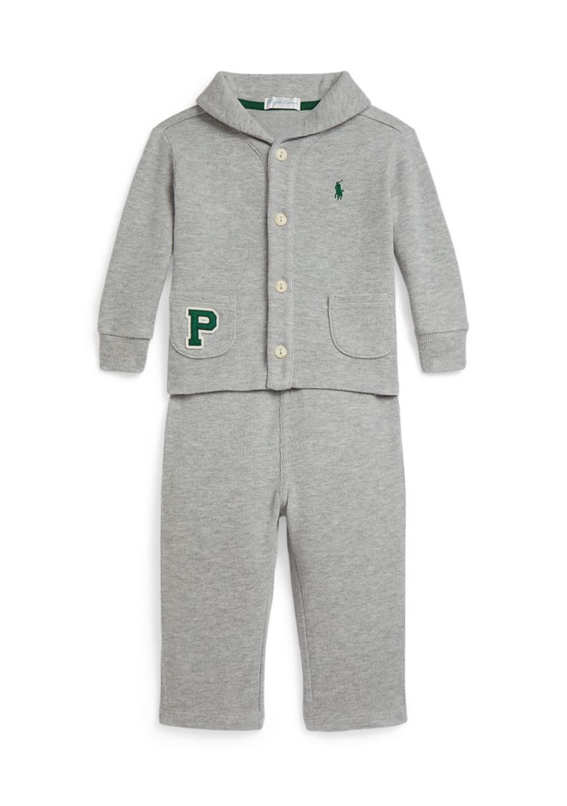 Baby Boys Estate Rib Letter Jacket & Pants Set