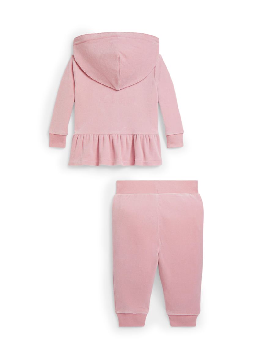 Baby Girls Velour Hoodie & Jogger Pants Set