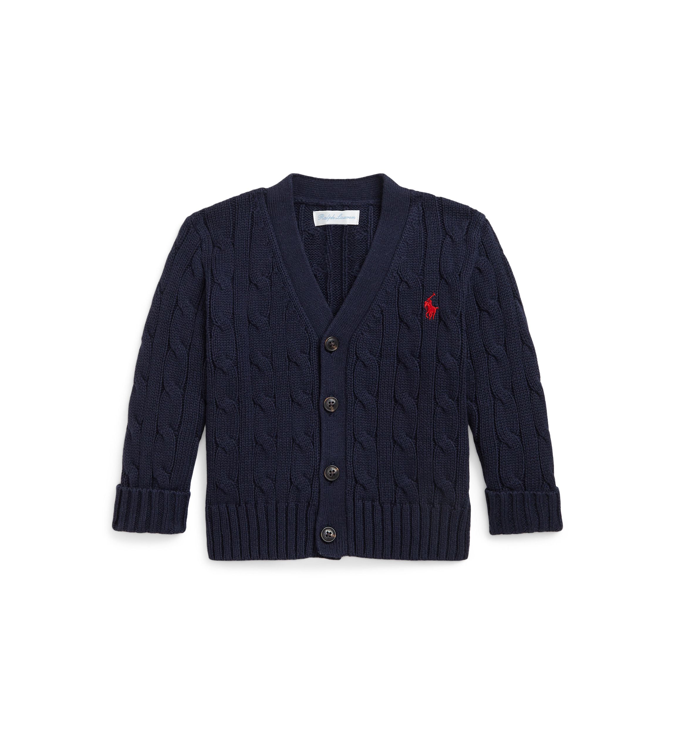 Baby Boys Cable-Knit Cotton V-Neck Cardigan