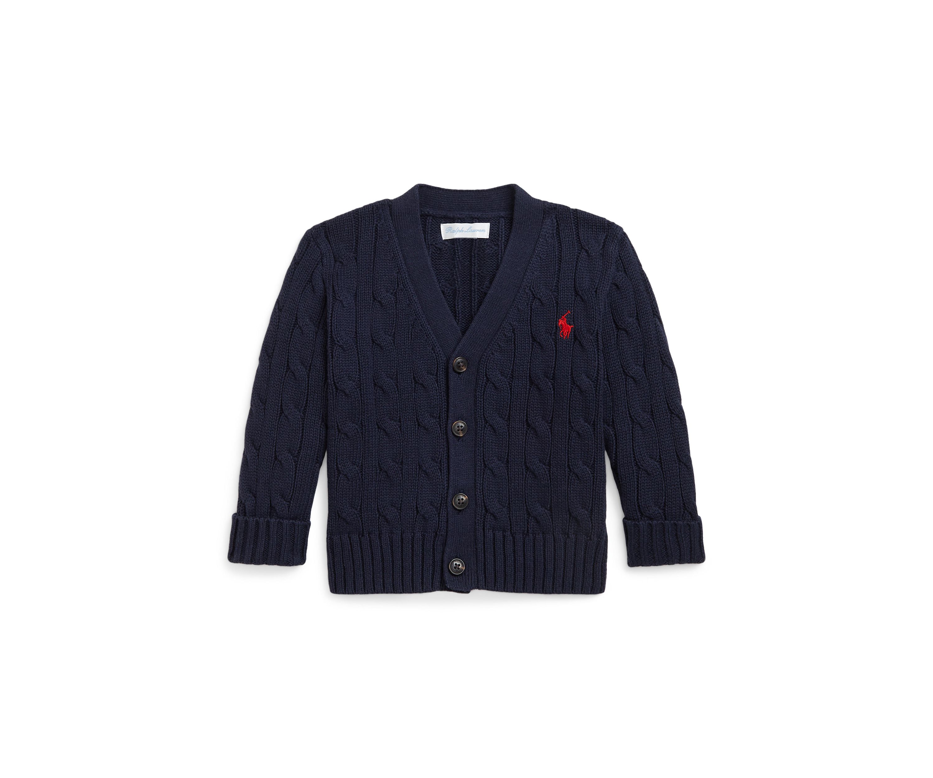 Baby Boys Cable-Knit Cotton V-Neck Cardigan