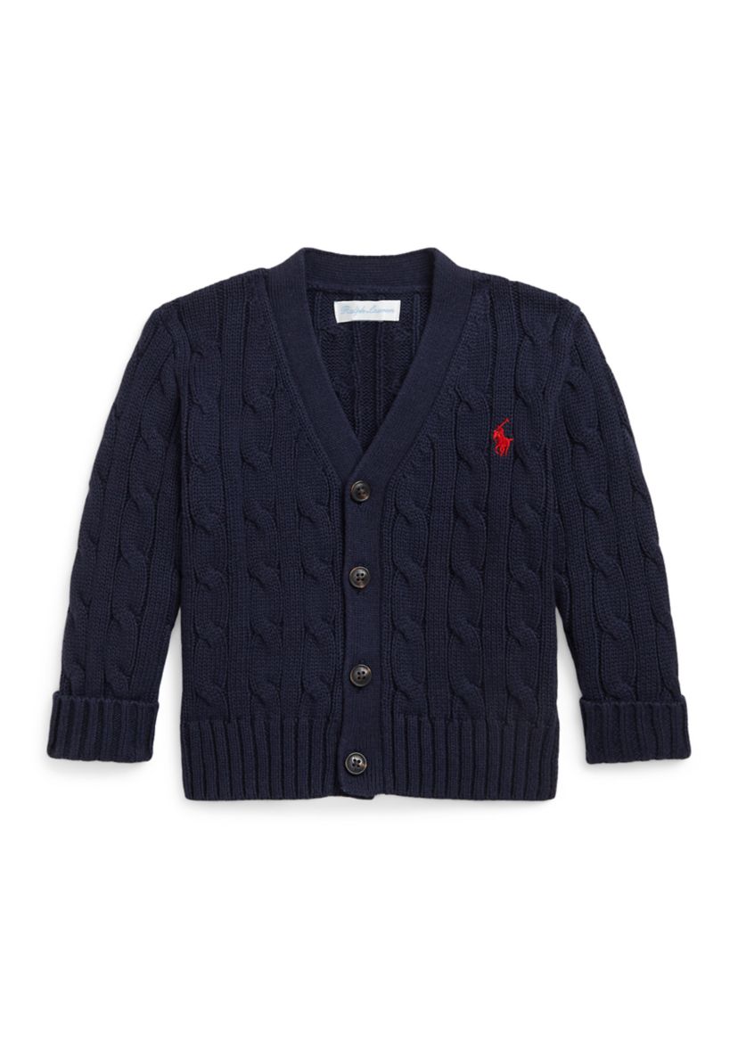 Baby Boys Cable-Knit Cotton V-Neck Cardigan