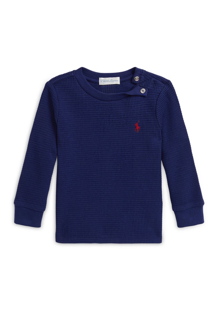 Baby Boys Waffle-Knit Cotton Long-Sleeve T-Shirt
