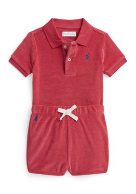 Ralph Lauren Childrenswear Baby Boy Terry Polo Shirt & Short, Red, 3 Months