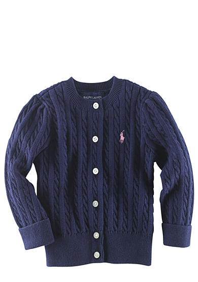 Ralph Lauren Childrenswear Infant Girl Navy Cardigan Sweater | Belk