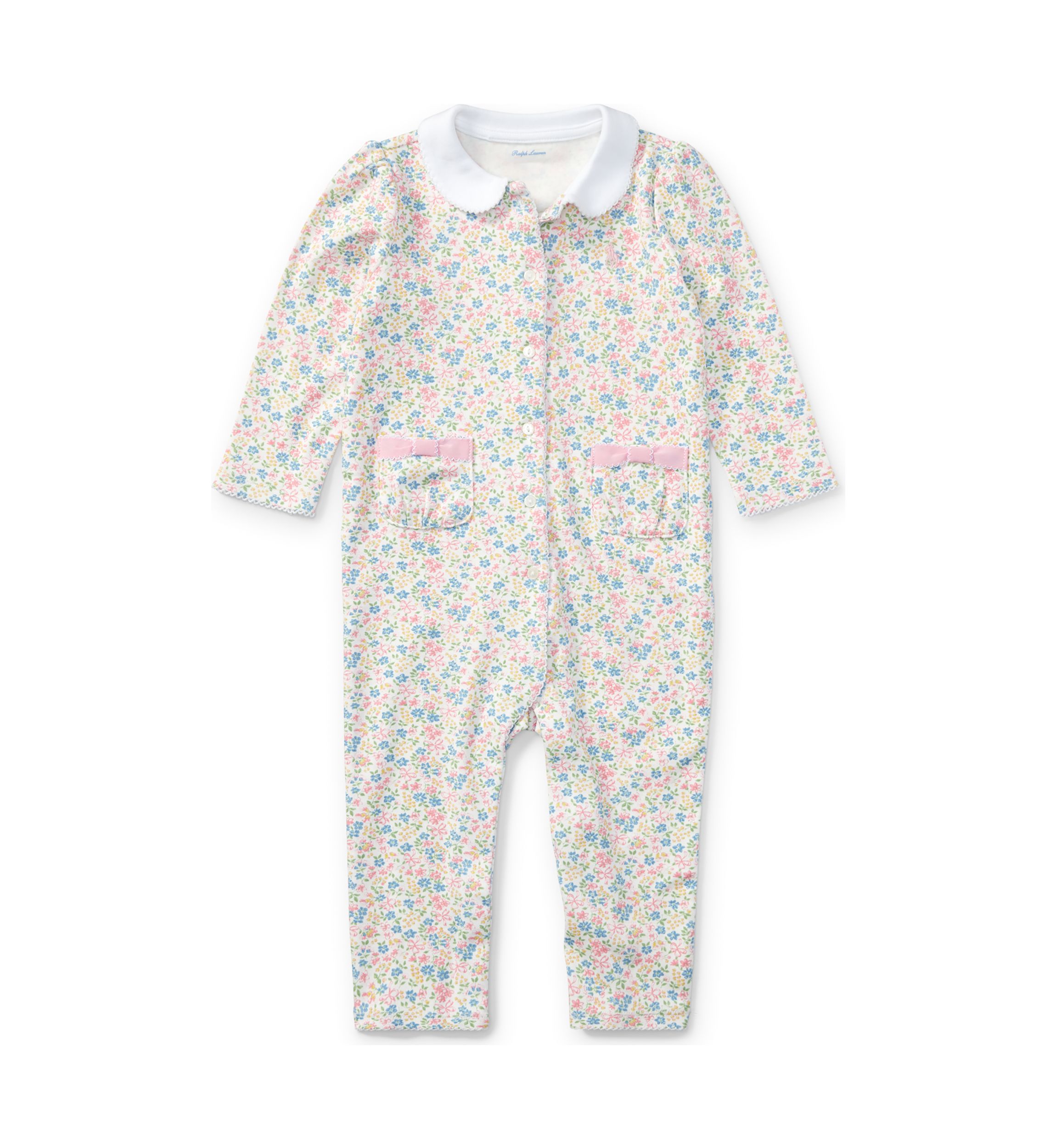 Baby Girls Floral Print Cotton Coverall