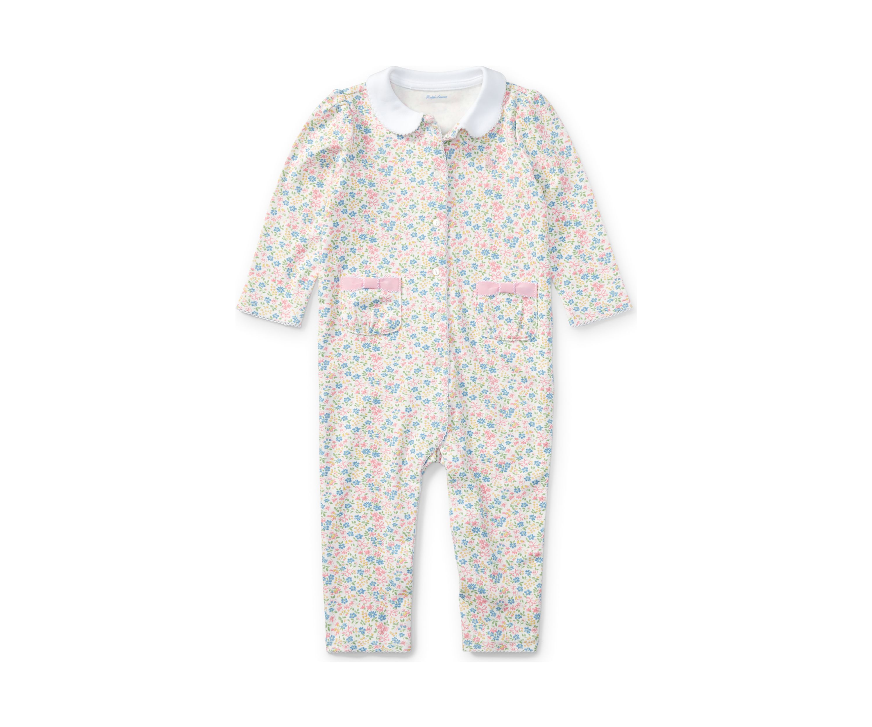 Baby Girls Floral Print Cotton Coverall