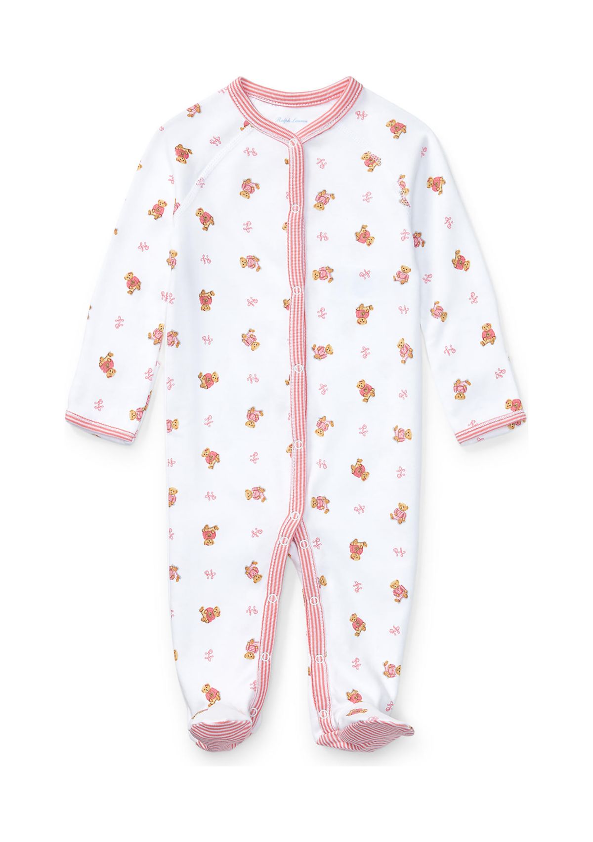 Baby Girls Bear Print Cotton Coverall 