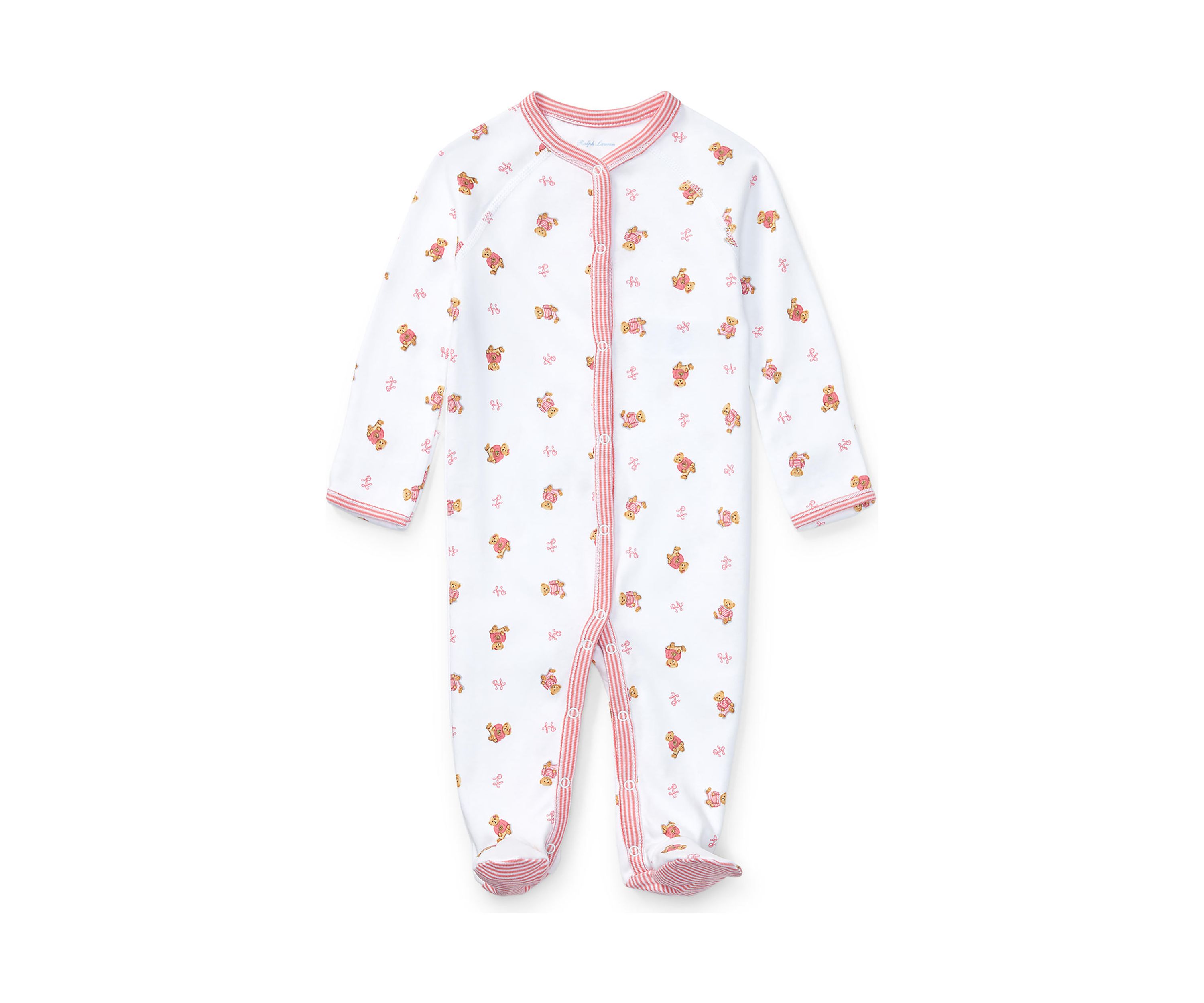 Baby Girls Bear Print Cotton Coverall 