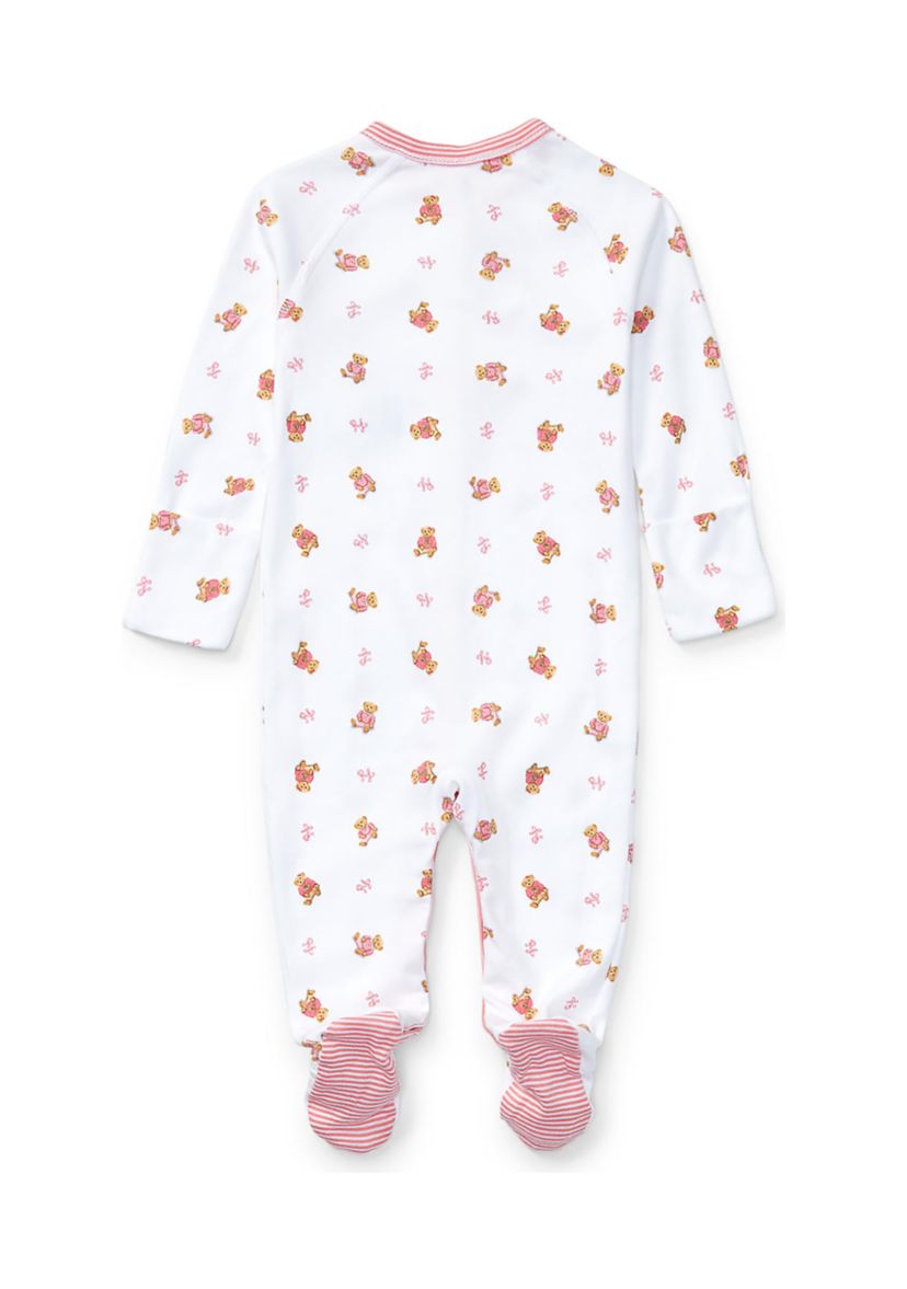 Baby Girls Bear Print Cotton Coverall 