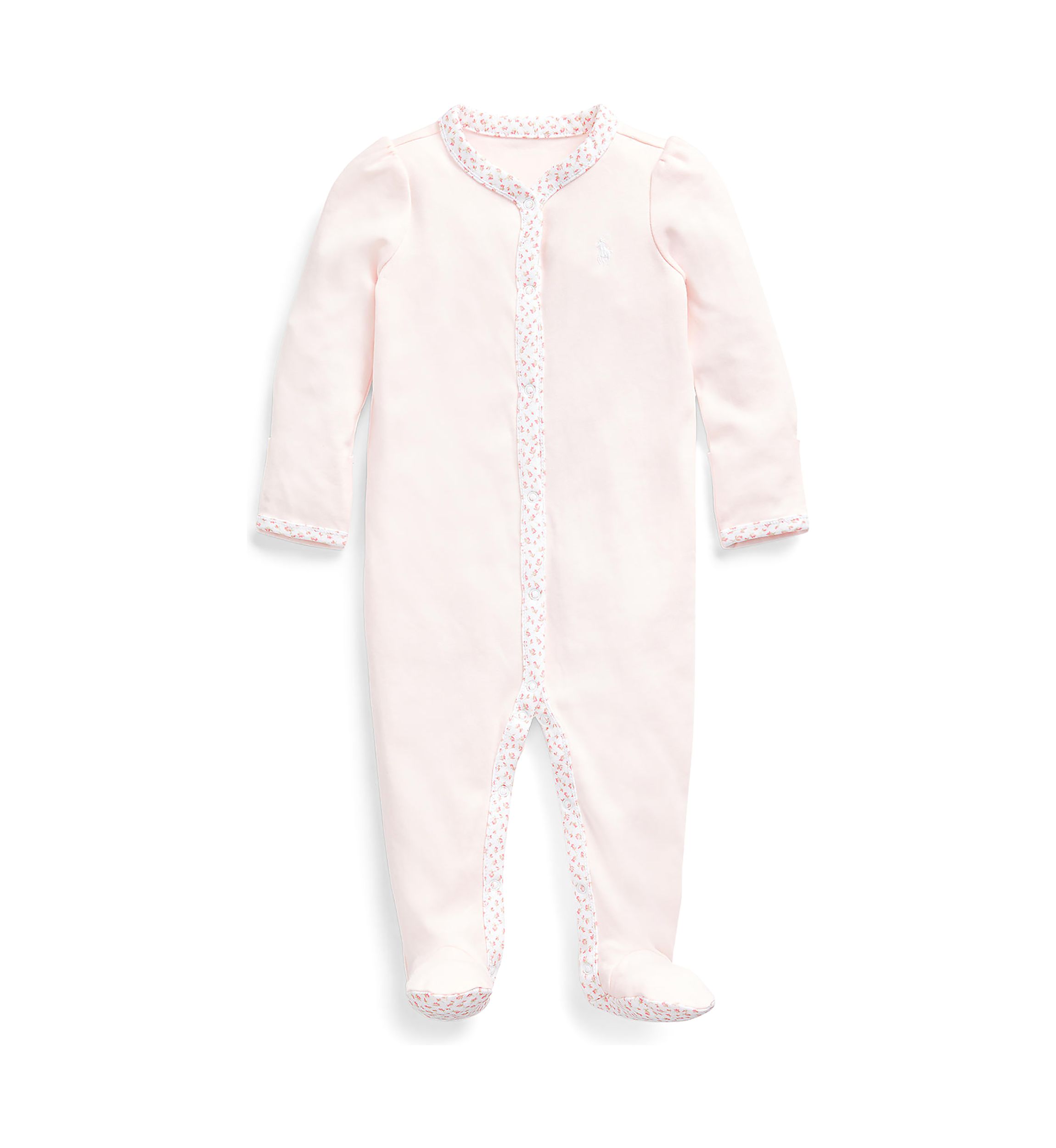 Baby Girls Floral Trim Cotton Coverall