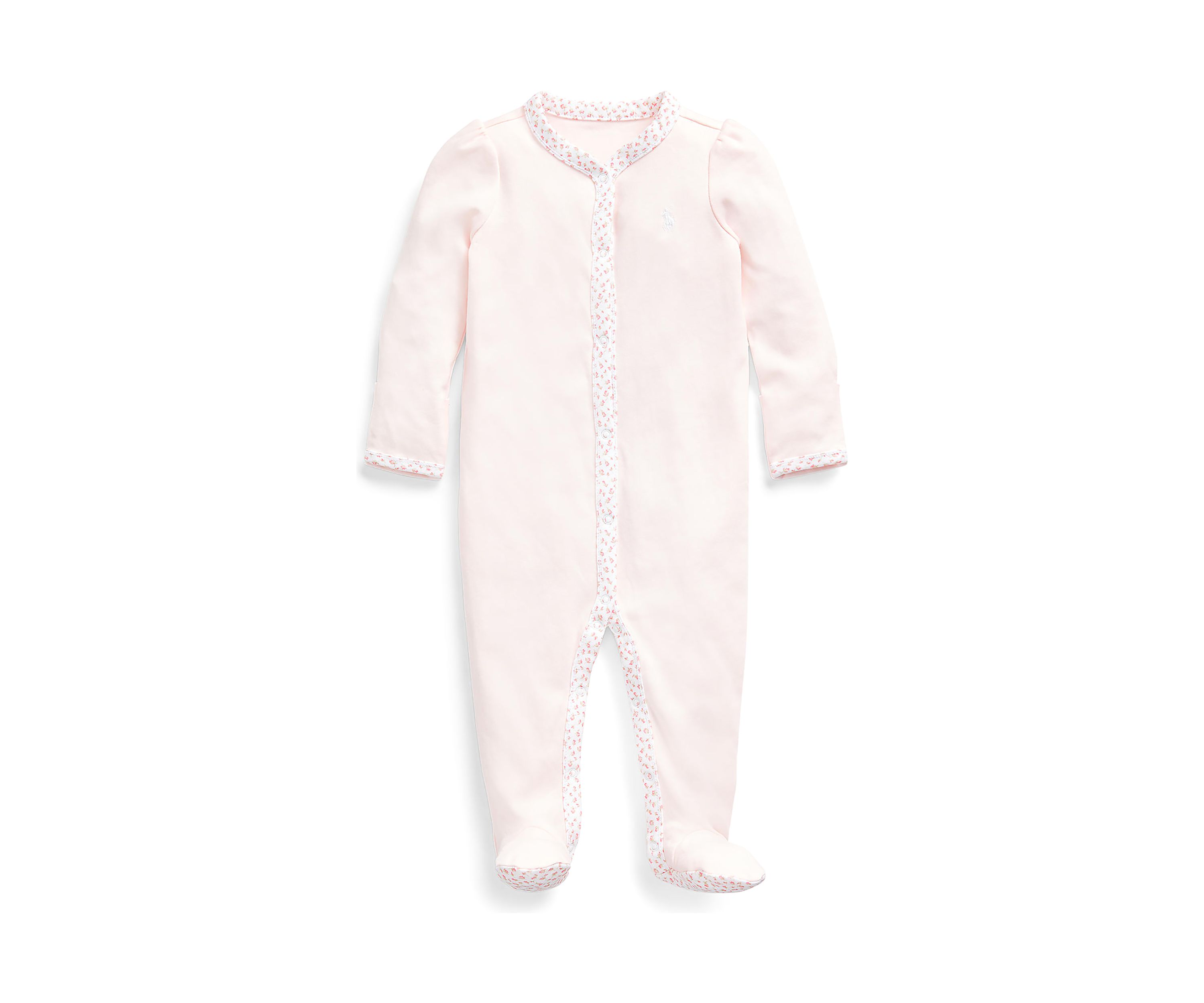 Baby Girls Floral Trim Cotton Coverall
