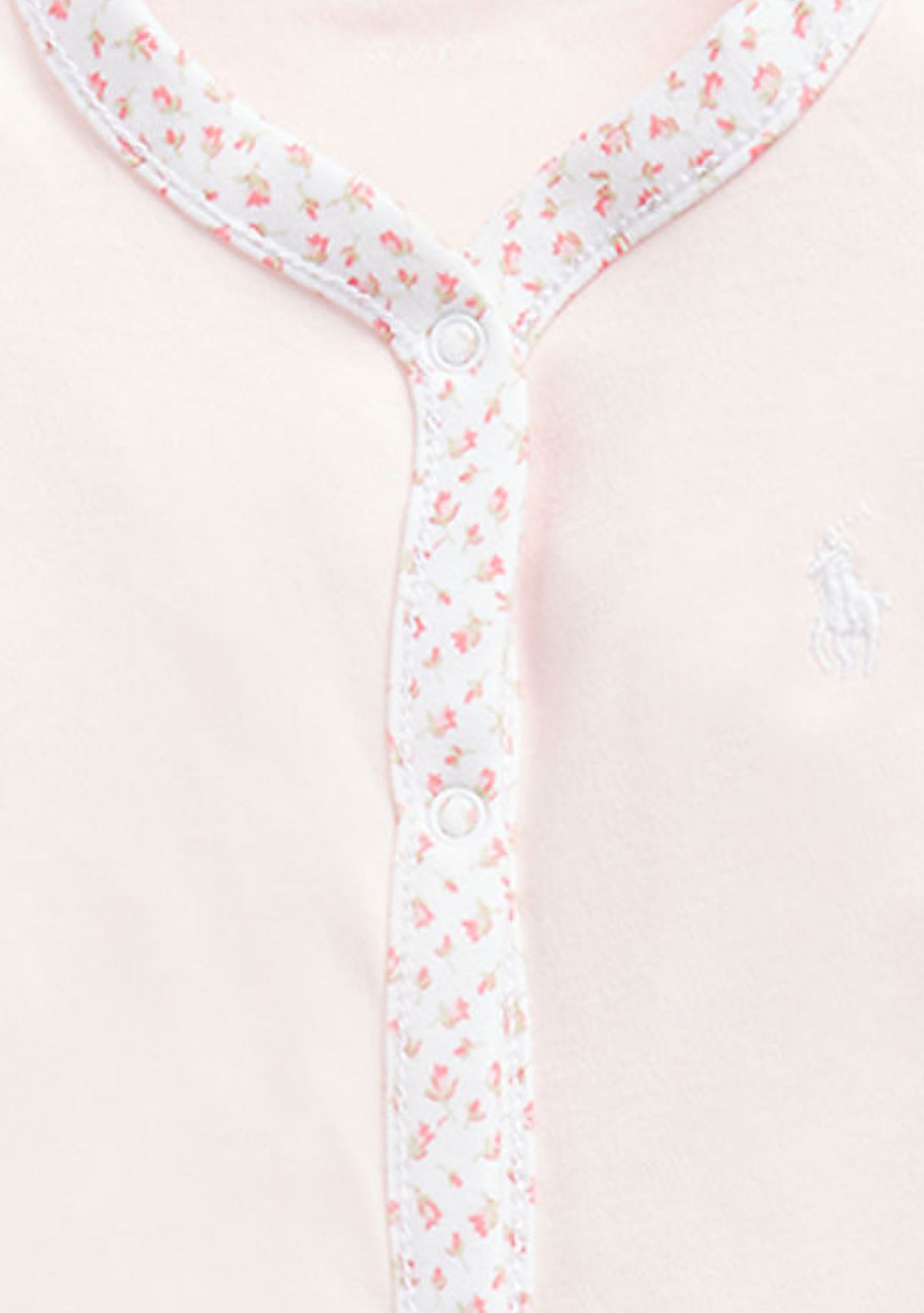 Baby Girls Floral Trim Cotton Coverall