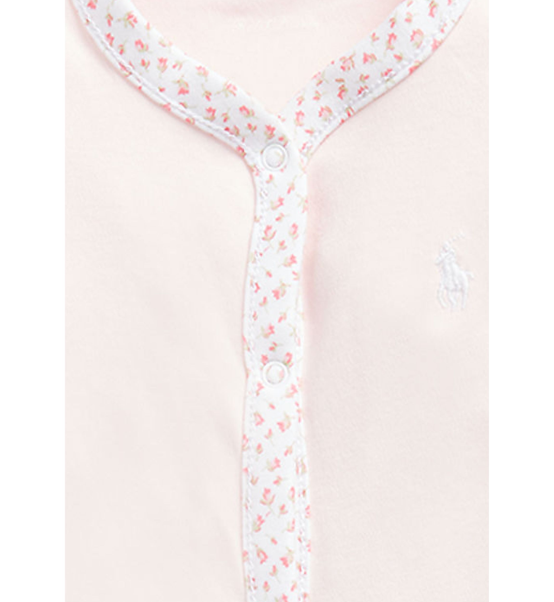 Baby Girls Floral Trim Cotton Coverall