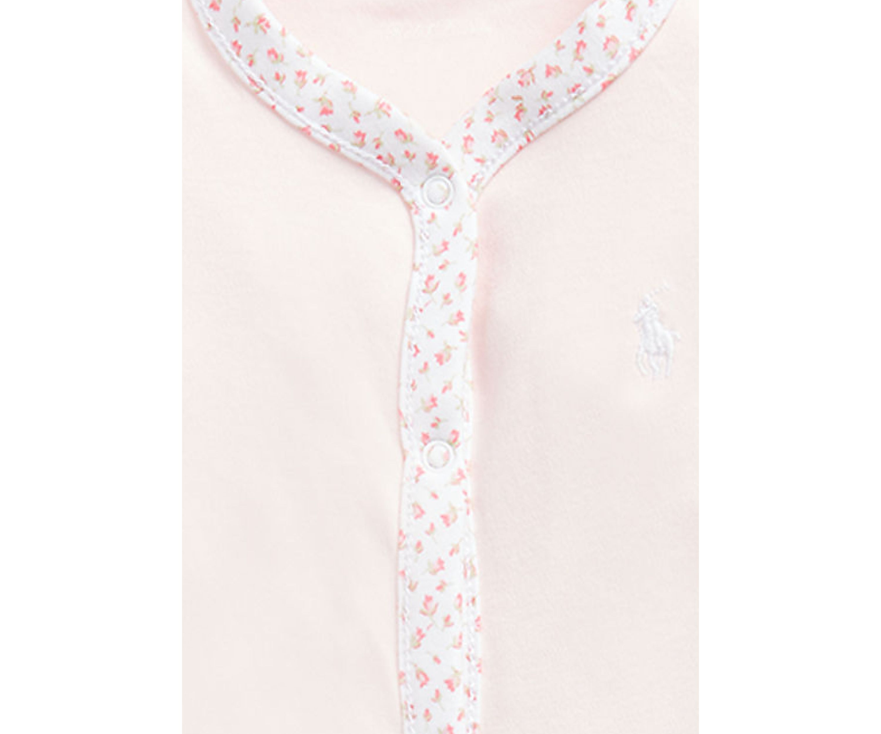 Baby Girls Floral Trim Cotton Coverall
