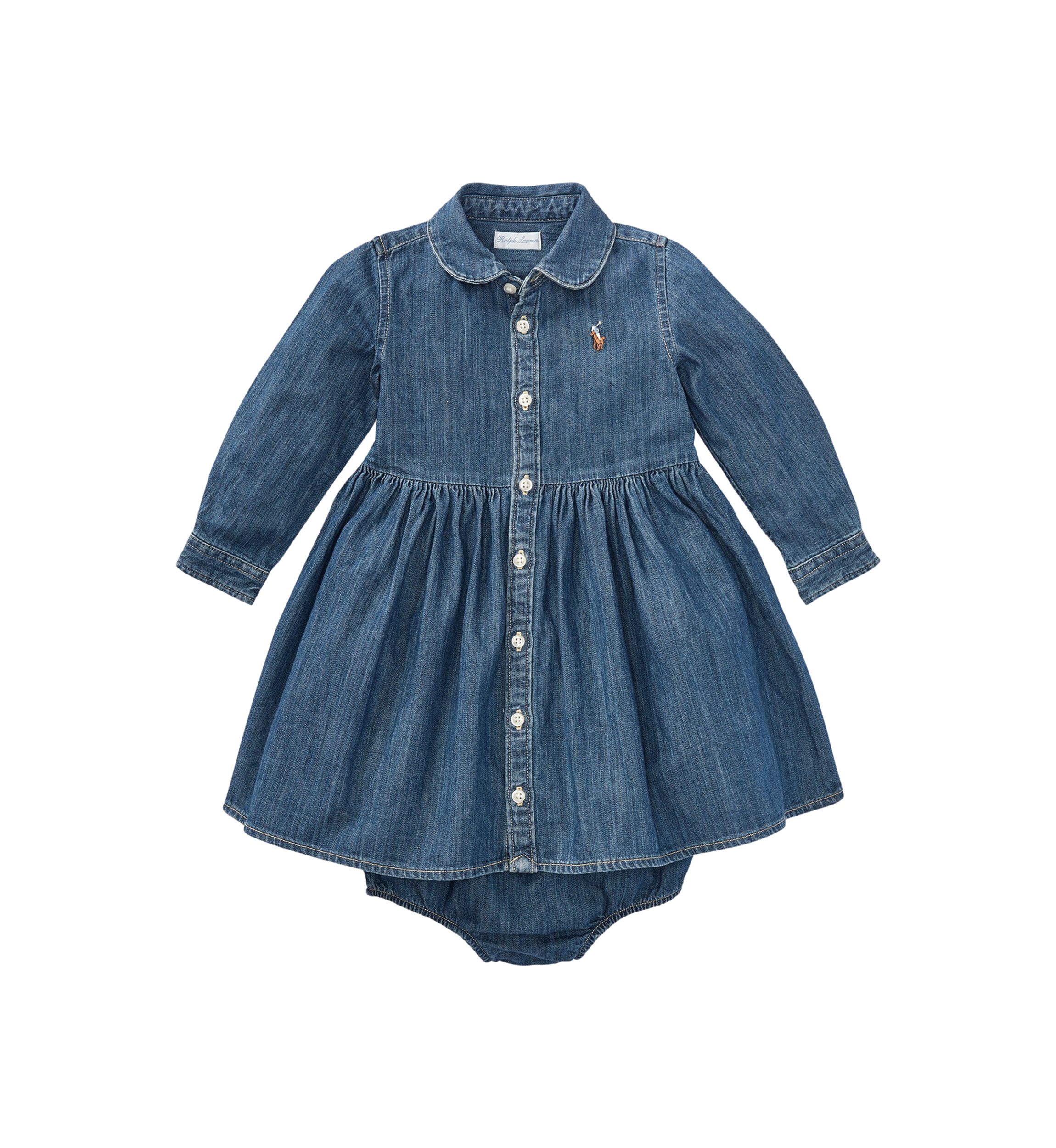 Infant Girls Denim Shirtdress and Bloomer