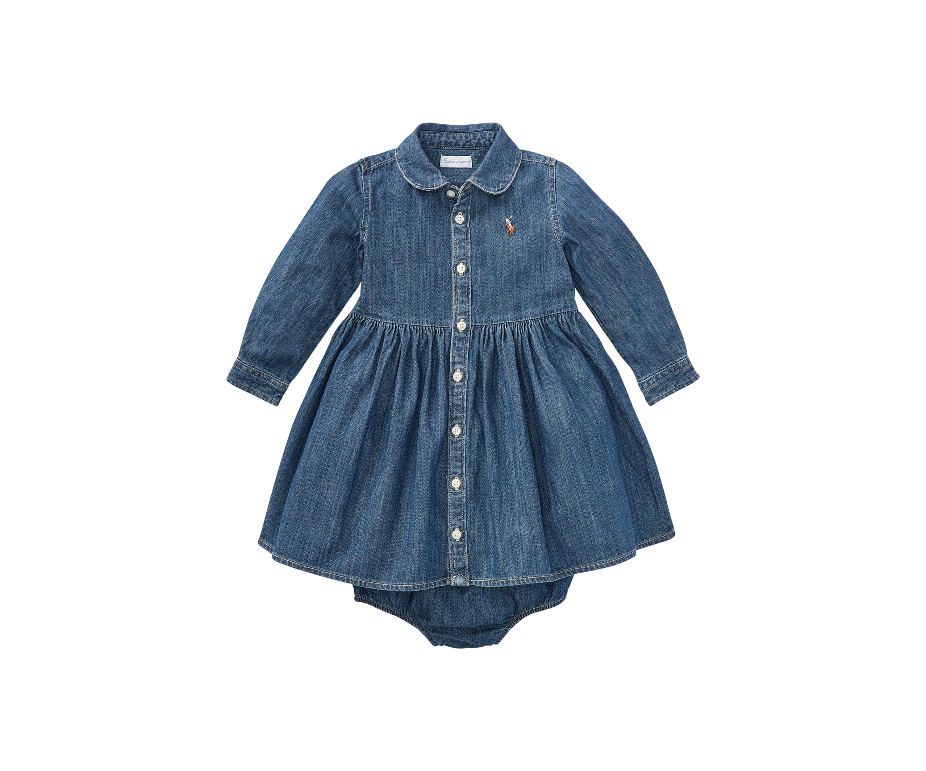 Infant Girls Denim Shirtdress and Bloomer