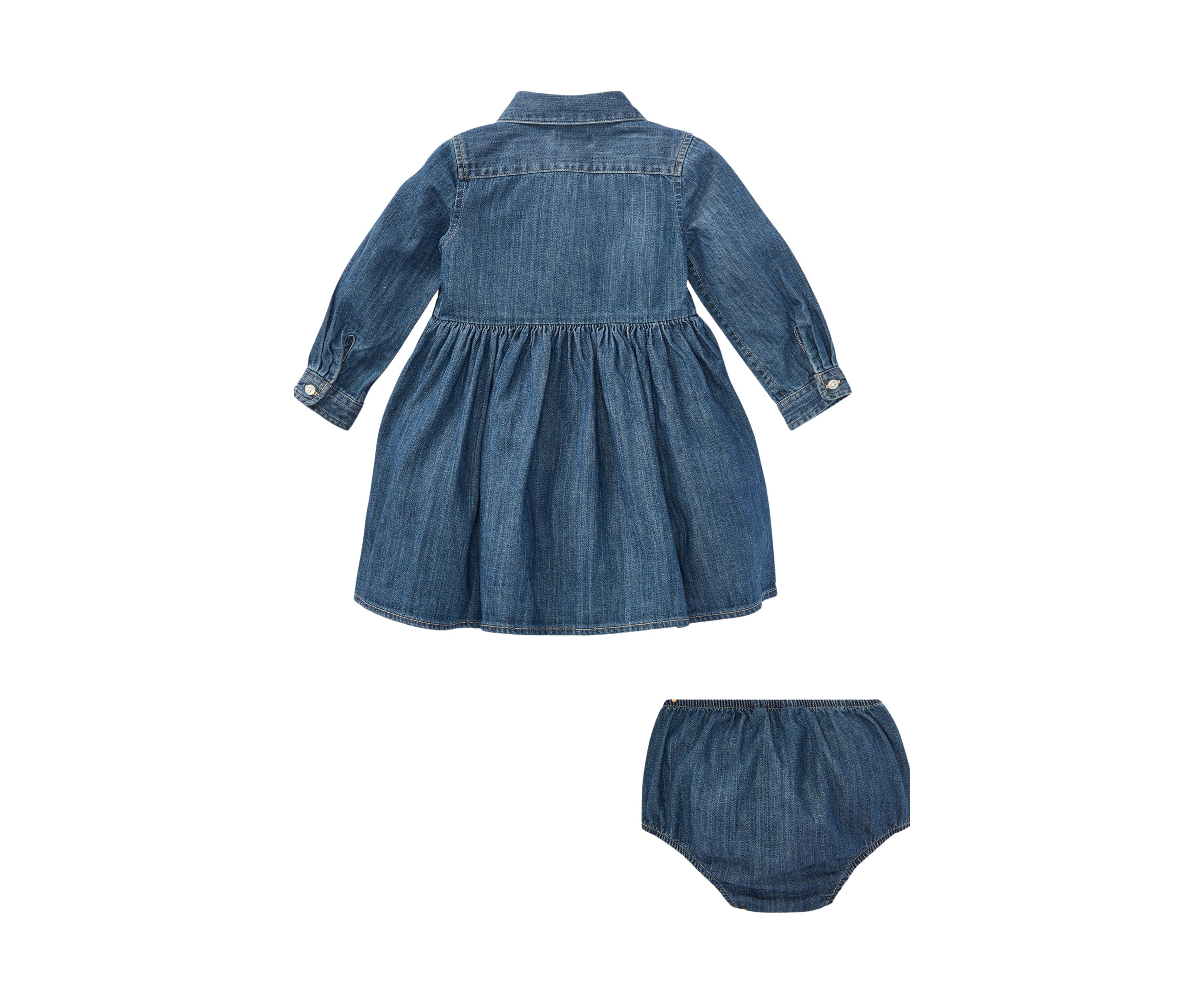 Infant Girls Denim Shirtdress and Bloomer