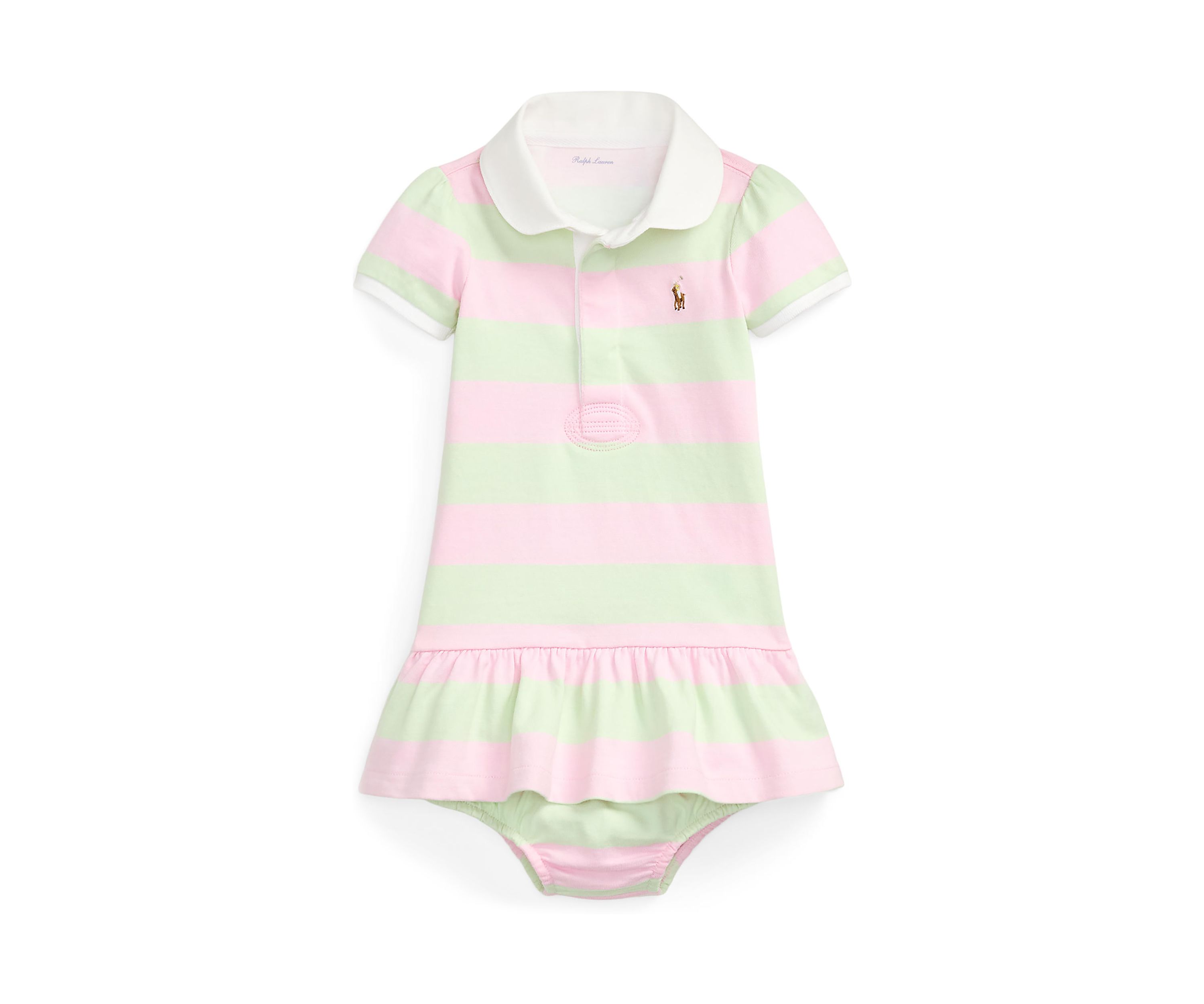 Baby Girls Striped Cotton Rugby Dress & Bloomer