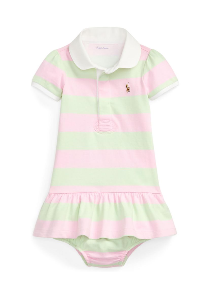 Baby Girls Striped Cotton Rugby Dress & Bloomer