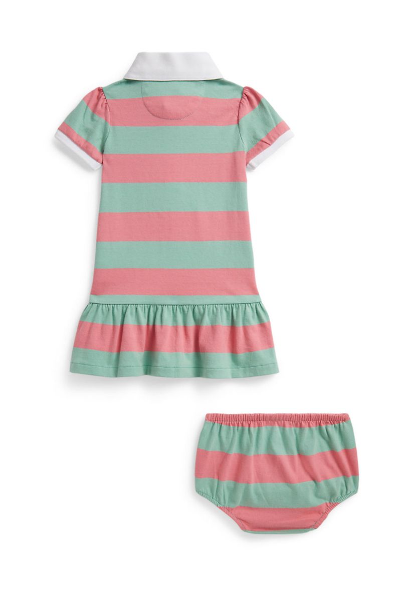 Baby Girl Striped Cotton Rugby Dress and Bloomer