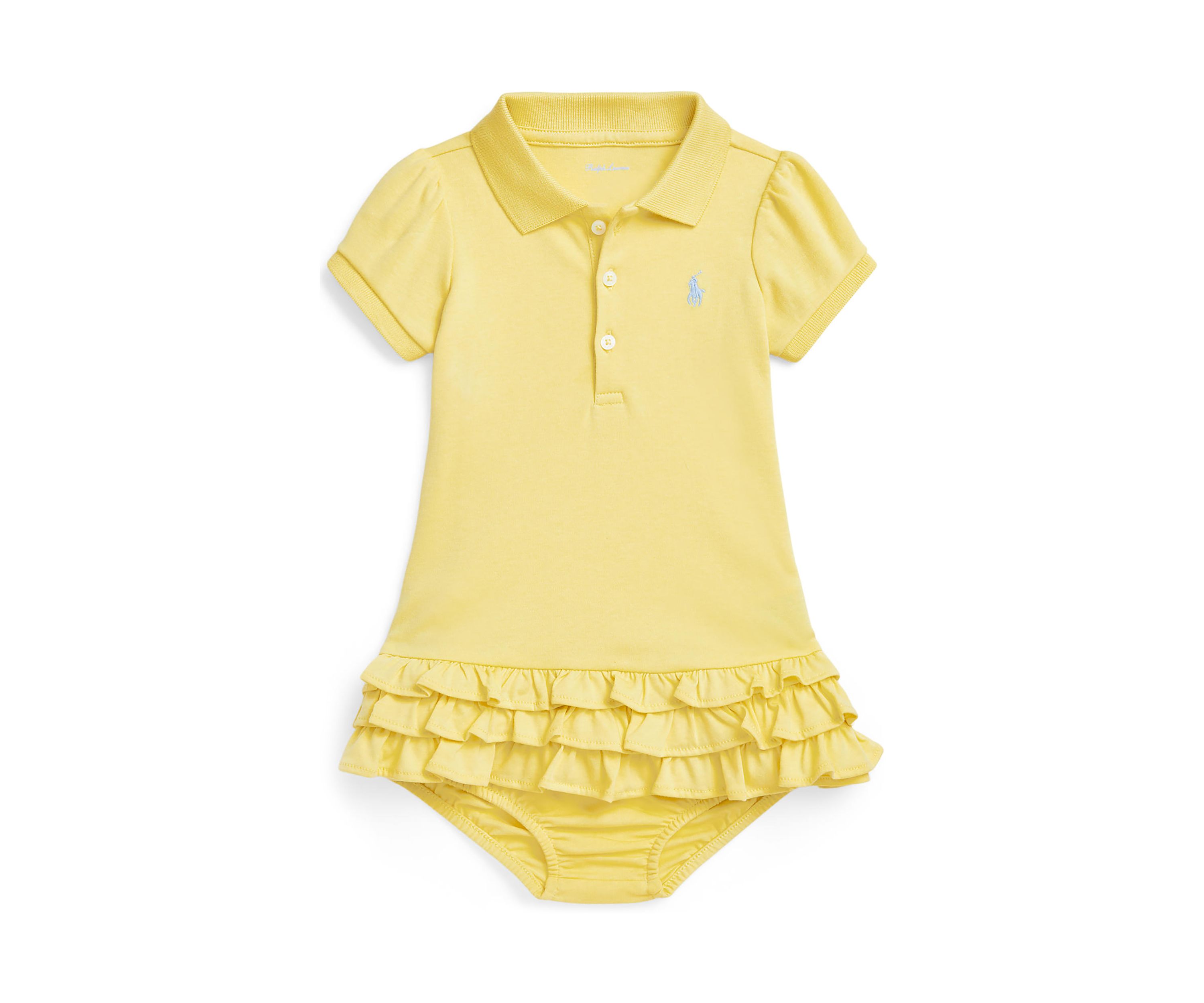 Baby Girls Ruffled Cotton Polo Dress & Bloomer