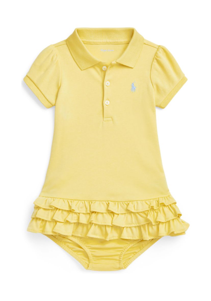 Baby Girls Ruffled Cotton Polo Dress & Bloomer