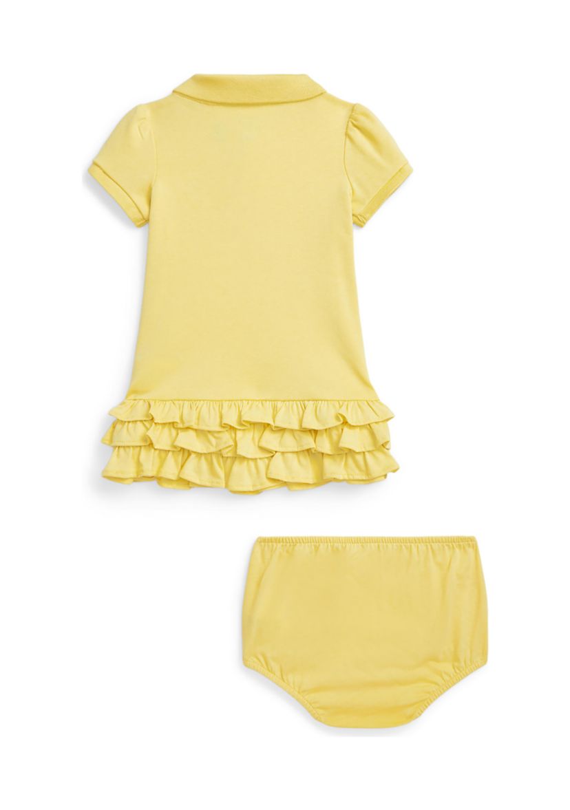 Baby Girls Ruffled Cotton Polo Dress & Bloomer