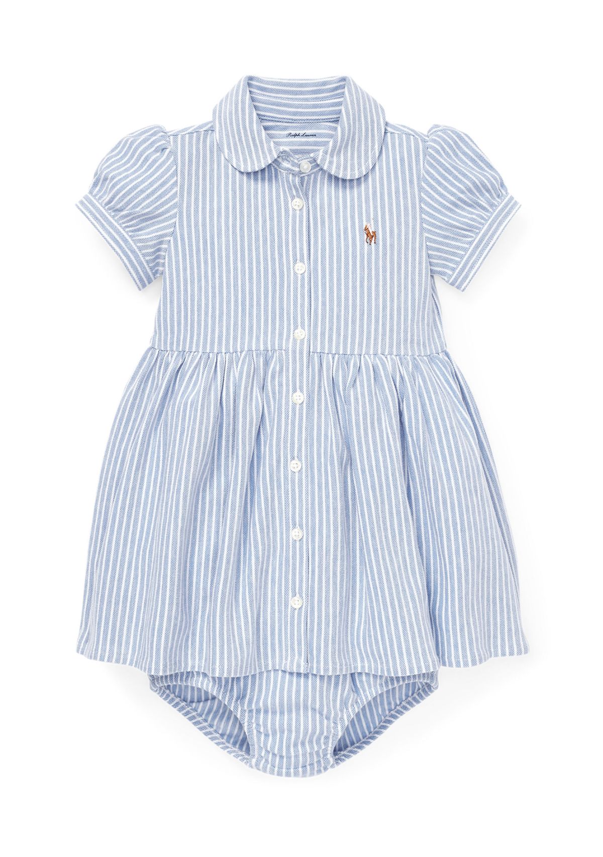 Baby Girls Striped Knit Oxford Dress