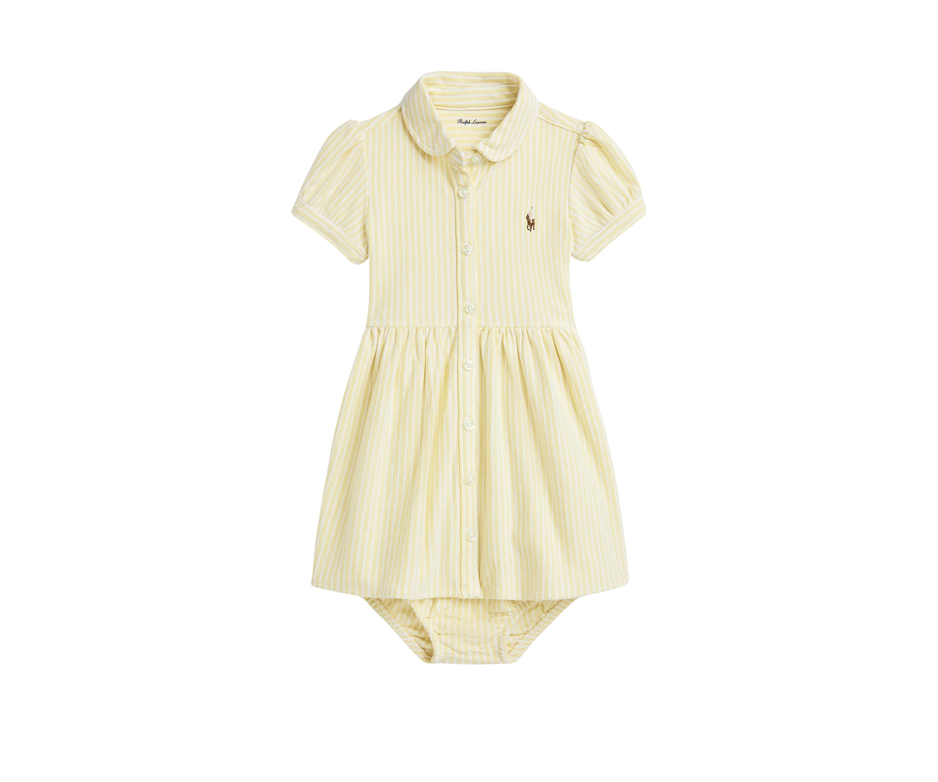 Baby Girl Striped Knit Oxford Shirtdress and Bloomer