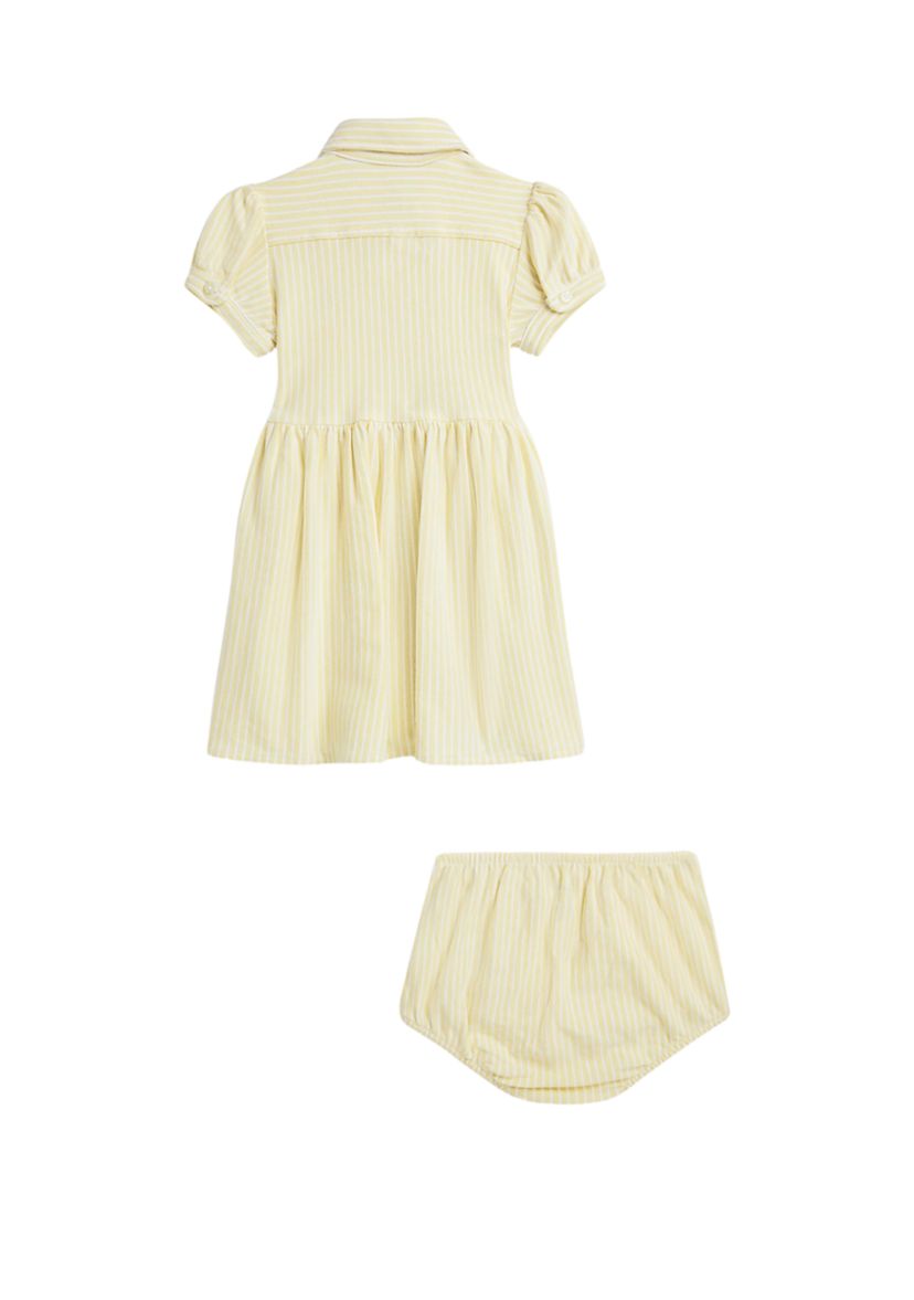 Baby Girl Striped Knit Oxford Shirtdress and Bloomer