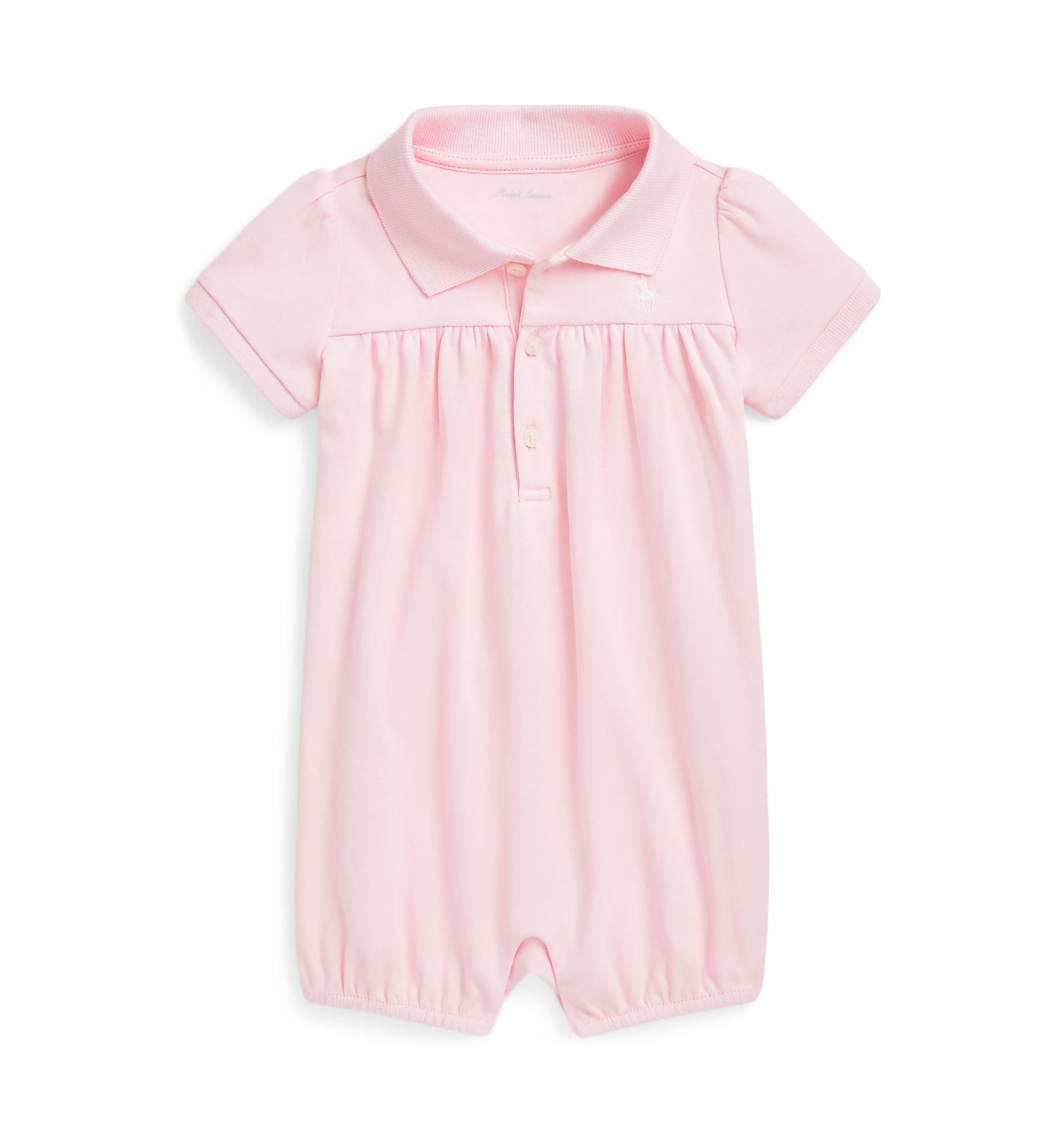 Baby Girls Cotton Interlock Polo Bubble Shortall