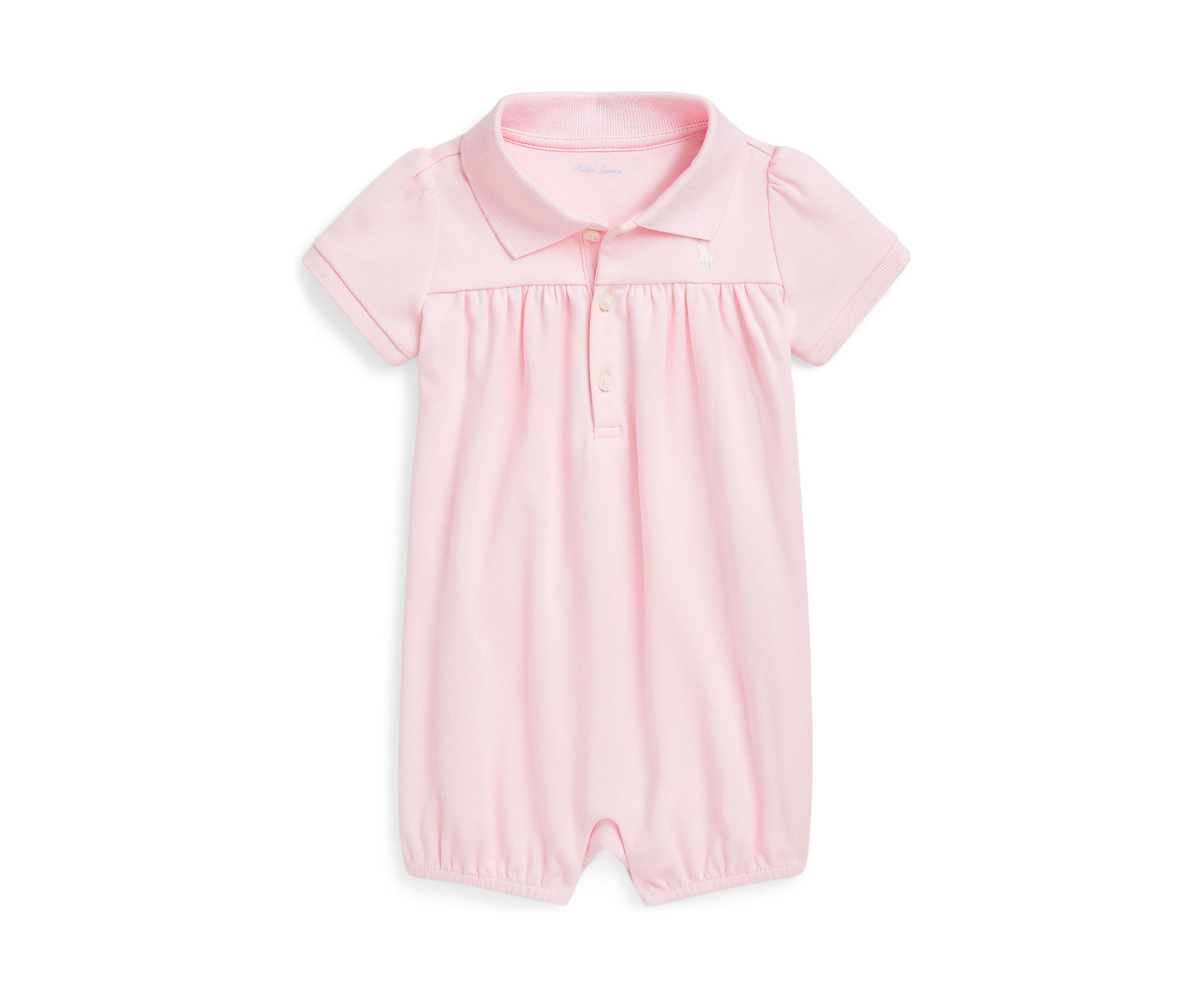 Baby Girls Cotton Interlock Polo Bubble Shortall