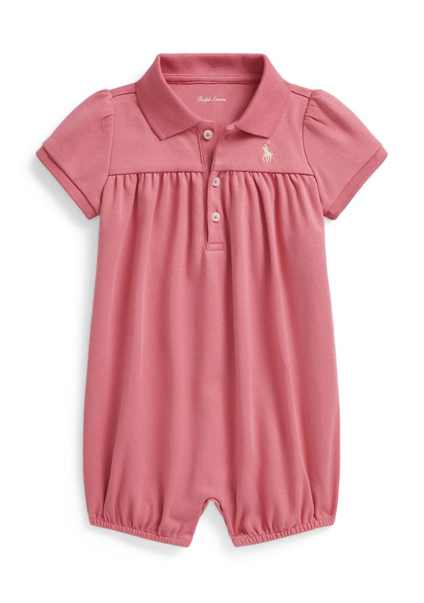 Baby Girls Cotton Interlock Polo Bubble Shortalls