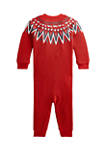 Baby Girls Fair Isle Waffle-Knit Coverall